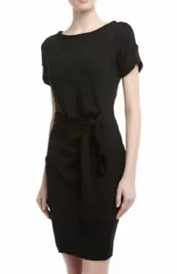 Nwt Diane von Furstenberg Sz6 Leron Kurzärmelig Stretch Seide Wrap Kleid Schwarz - Bild 1 von 8