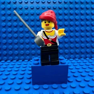 LEGO Female Girl Pirate Minifigure Black Legs Red Bandana Red Lips Sword - Picture 1 of 14
