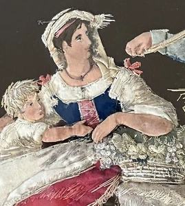 Antigua aguja de seda enmarcada inglesa de principios de 1800 - Imagen 1 de 13