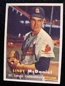 1957 TOPPS BASEBALL #79 - LINDY McDANIEL - RC - ST. LOUIS CARDINALS - GUM STAIN - Picture 1 of 2