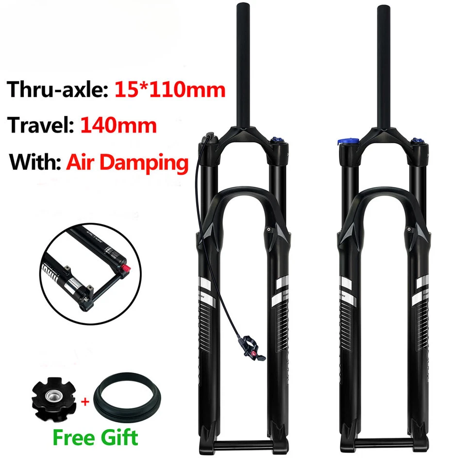 Thru Axle 15x110MM 26 27.5 29Inch 140mm Travel MTB Bicycle Air Suspension Fork - Image 1 of 4