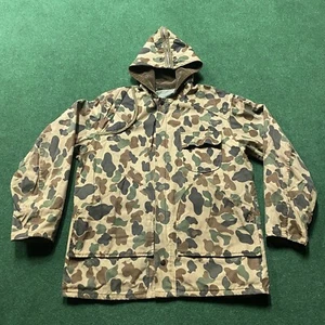 Vintage Duck Camo Jacket Mens Large Brown 60S 70S Canvas Hunting Shooting Coat - Picture 1 of 12