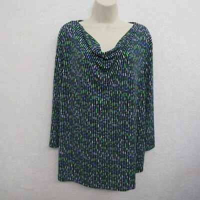 Liz Claiborne Womens 3/4 Sleeve Glam Flowy Casual Top Blouse Blue Green Size 2X - Image 1 of 4