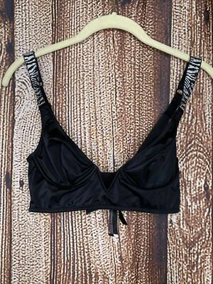 Victoria's Secret Rhinestone Shine Zebra Strap Sexy Bralette Black Size Small - Image 1 of 4