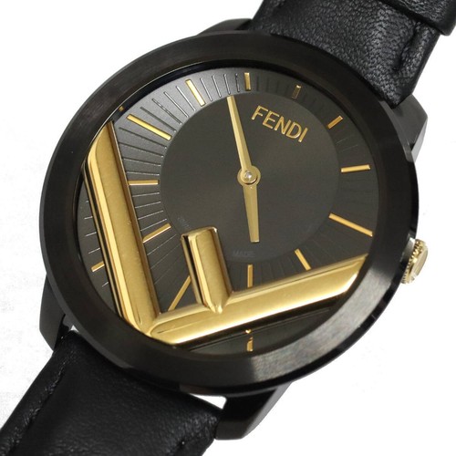 Orologio FENDI 71000L F's Runaway Uomo Quarzo 50M Impermeabile Nero Oro