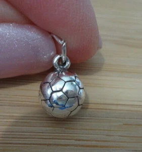Sterling Silver 3D 8mm 2.8 gram Solid Soccer Ball Charm! sw - Picture 1 of 4