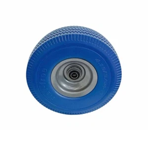 4.10/3.50-4" Flat Free Tire and Wheel - 10 Inch Solid Rubber Tires - BLUE - Picture 1 of 8