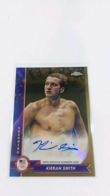 2024 Topps Chrome Olympics Kieran Smith Gold Auto 38/50 Swimming #AU-KS - Image 1 of 2