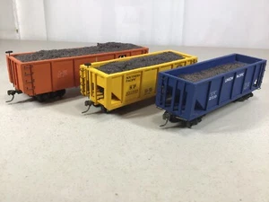 (Bev Bel) HO Lot of 3 Wood Built Up Coal Hoppers with Loads (Read Description) - Picture 1 of 10