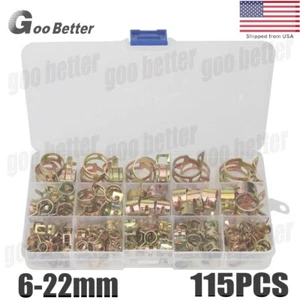 115X Abrazaderas de resorte de manguera 6-22 mm Sujetador Combustible Línea de agua Tubería Tubo de aire Clips Kit - Imagen 1 de 8