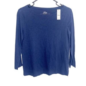 J.Crew navy blue skin tee size XS nautical boat neck NWT - Picture 1 of 3
