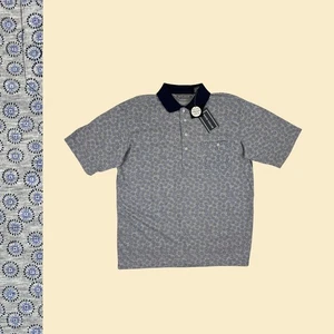 1990er M Herren Polo by David Taylor, Vintage NOS 90s Herren grau/blau Golfshirt - Bild 1 von 10