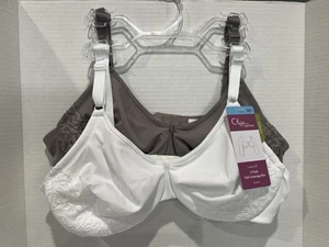 2-Pack OLGA Luxury Lift Full Coverage Underwire Bras Taupe/White Size 38C NWT - Picture 1 of 5