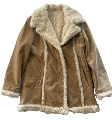 De Colección Y2K Wilsons Cuero Máxima Tostado Gamuza Sherpa Forrado Abrigo Chaqueta Mujeres Grande Foto 1 de 4