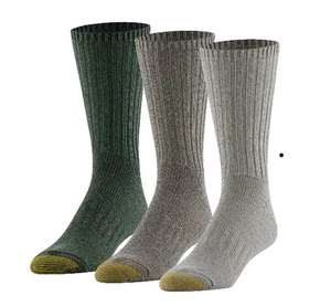 Calze GoldToe Edition Uomo Everyday Rib Crew Assortite Confezione da 3 Taglia 6-12,5 Nuove D7 - Foto 1 di 7