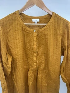Top tunica J Jill 2XL giallo senape clip-pot Popover strutturato Cottagecore Boho - Foto 1 di 9