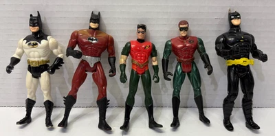 肯纳DC漫画蝙蝠侠罗宾人偶5件老式1990年代超级英雄 — 第 1/4 张图片