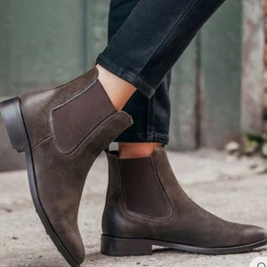Thursday Boots Duchess Chelsea Boots Dark Olive Suede Women's Size 10.5 Ankle - Picture 1 of 15