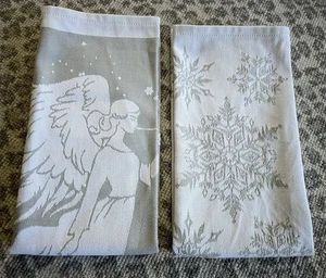 Ekelund Cotton Tea Towels - Christmas - Silver Angel/  Snow Flakes-  Sweden - Picture 1 of 9