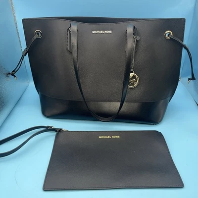 Bolso de Mano Michael Kors Negro Trista con Cordón con Bolsa Doble Asas *LEER Foto 1 de 4