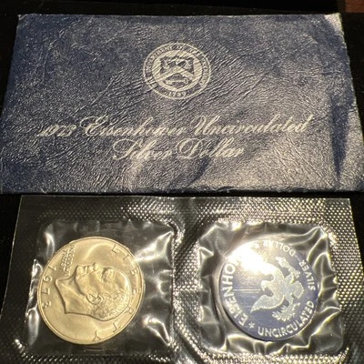 1973 S IKE Eisenhower 40% Silver Dollar US Coin Blue Ike Brilliant Uncirculated - Image 1 of 3