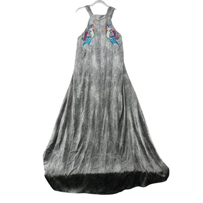 Judith March Maxi Dress Embroidered Parrot Halter Sleeveless Party Resort NWTL - Image 1 of 4