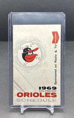 1969 BALTIMORE ORIOLES MLB Foldable Pocket Schedule National Beer WBAL 1090 VGEX - Image 1 of 4
