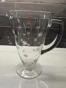 "Jarra Starburst de vidrio cortado MCM vintage de 9"" patrón atómico labio de hielo pesado vajilla" - Imagen 1 de 10