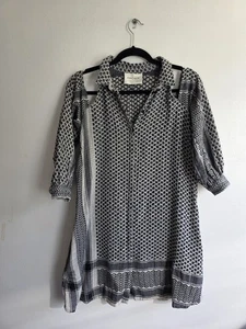 Cecilie Copenhagen Damen Midi Shirt Cold Shoulder Kleid Schwarz & Weiß  - Bild 1 von 6
