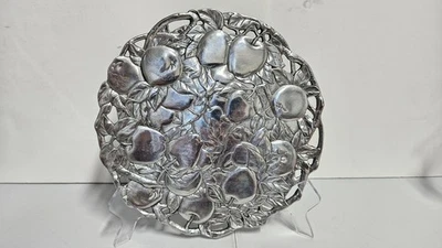 Bandeja vintage 1991 Arthur Court bandeja prato alumínio maçã bandeja para servir 12""  - Imagem 1 de 4