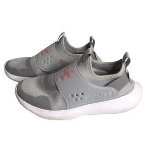 Under Armour Shoes Womens Size 8.5 Gray Pink Slip On Strap Sneakers 3024871-107 - Picture 1 of 11