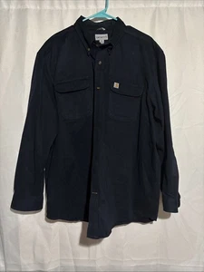 Carhartt navy blue original fit button up long sleeve shirt men’s 2XL - Bild 1 von 3