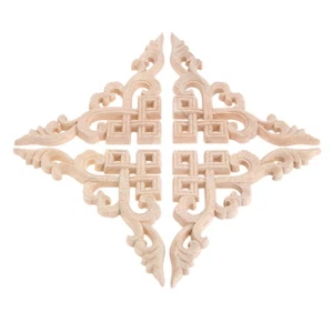 Various Size Unpainted Woodcarving Corner Onlay Applique Window Mirror Decals 4x - Picture 1 of 10
