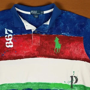 VTG Polo Ralph Lauren Polo Shirt Tie Dye Men's 3XLT Multicolor Custom Big Pony - Picture 1 of 5