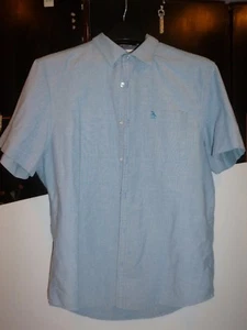 Penguin Munsingware Men's Large Short Sleeve Blue Dress Shirt - Picture 1 of 3