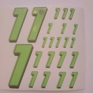 Lime Green red/blk  #1's Racing Vinyl Decal Sheet 1/10-1/12 DEFECTIVE BOX D - Picture 1 of 11