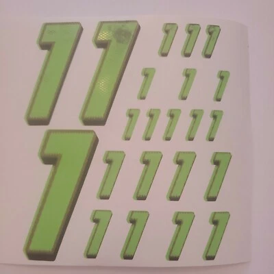 Lime Green red/blk  #1's Racing Vinyl Decal Sheet 1/10-1/12 DEFECTIVE BOX D - Image 1 of 4