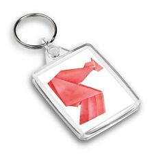 1x Rectangle Keyring Rooster Origami Animal Watercolor #59764