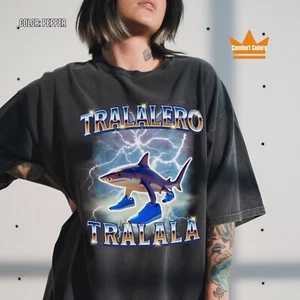Tralalero Tralala Funny Shark Meme T-shirt, Weird Absurd Funny T-Shirt - Picture 1 of 7