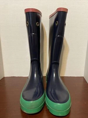 J. Crew | 女式蓝色绿色橡胶防雨靴 | 8 码 — 第 1/4 张图片