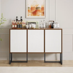 Storage Cabinet with 3 Doors Modern Sideboard Buffet Cabinet with Shelves White - Picture 1 of 7