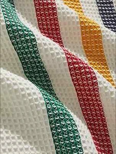 CANADA Hudson's Bay HBC Stripes Multi-Stripe Cotton Knit Throw Blanket NEW NWT - Picture 1 of 6