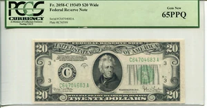 Fr 2058-C 1934D $20 Federal Reserve 65 PPQ GEM NEW - Picture 1 of 2