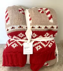 Pottery Barn Gingerbread spice family Fair Isle Jacquard Sherpa throw blanket - Picture 1 of 2