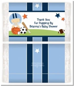 Sports Baby Caucasian - Custom Baby Shower Popcorn Wrappers - Set of 12 - Picture 1 of 4