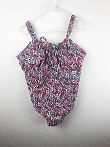 Catalina One Piece Swimsuit 2X Teal Orange Red Floral Padded Bow Beach Boat A24 - Picture 1 of 5