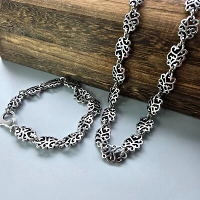 Pulsera/collar de eslabones de cadena envejecidos y texturizados de acero 316 24/8,75" Foto 1 de 4