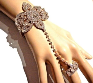 Mujer Talla Grande PULSERA DE CRISTAL Aleta Gatsby Estrás Puño Anillo Mano L A6 - Imagen 1 de 8