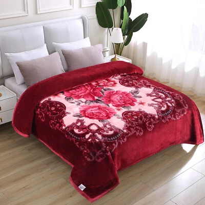 Animal/Floral Design Thick Heavy Blanket Super Soft Warm Korean Mink Queen/King - Image 1 of 4