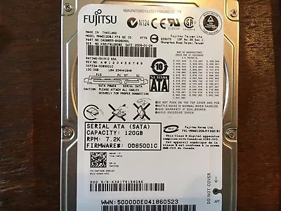 Fujitsu 120GB Internal 7200RPM 2.5" (MHW2120BJ) HDD - Image 1 of 2